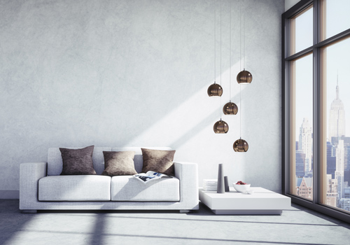 Strukturierte Wände mit Sofa